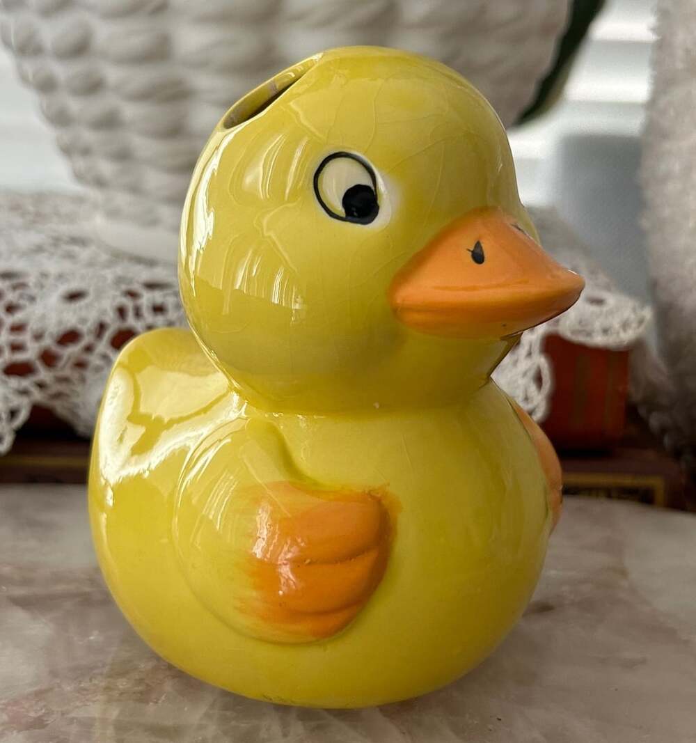 Ceramic Duck Toothbrush/Brush Holder